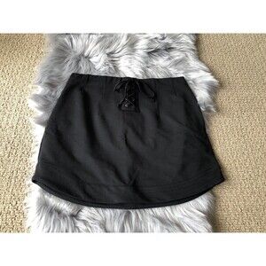 Express Black Lace Up Twill Mini Skirt Size 10 BRAND NEW
